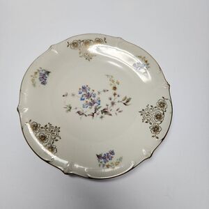 Vintage Bavaria Porcelain Bread Plate with Gold Trim and Wildflowers